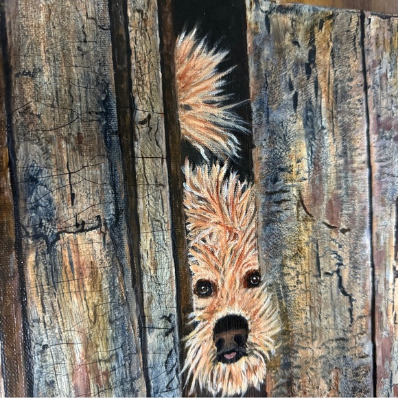 Carolyn Alexander Original Painting 12” X 12” Painted Sides Frameless Cute Dog - Picture 10 of 11